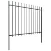 Garden Fence with Spear Top Steel 66.9"x59.1" Black