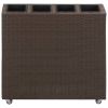 Garden Raised Bed with 4 Pots 31.5"x8.7"x31.1" Poly Rattan Brown