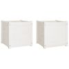 Garden Planters 2 pcs White 19.7"x19.7"x19.7" Solid Wood Pine