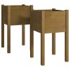 Garden Planters 2 pcs Honey Brown 15.7"x15.7"x27.6" Solid Wood Pine